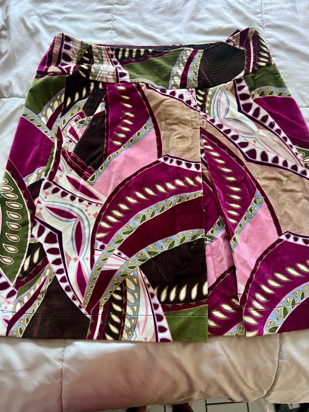 Etcetera Multicolor A-Line Skirt - Magenta, Pink & Olive